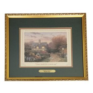 Thomas Kinkade Come Inside for a Warmup Framed Accent Print COA Litograph